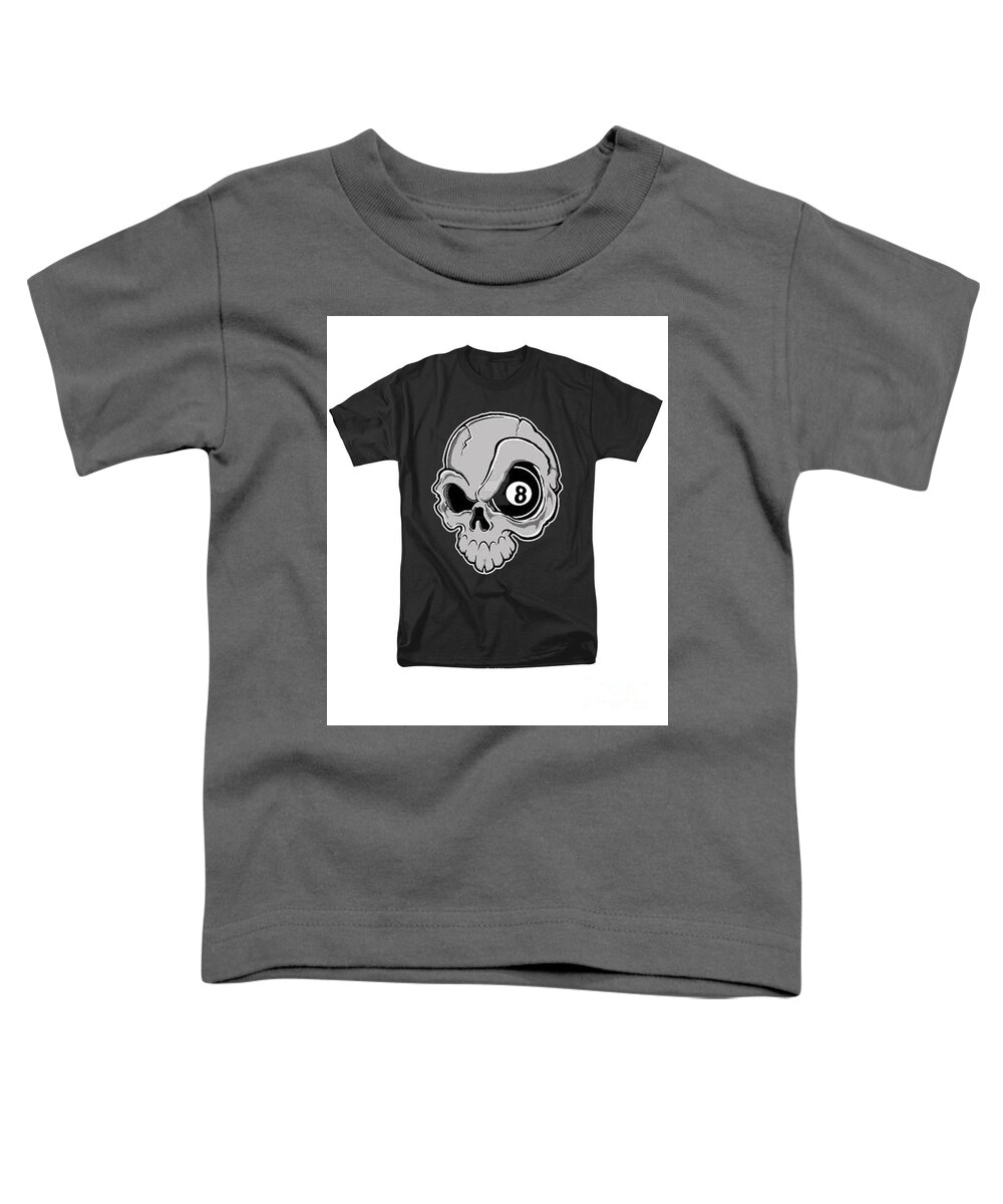  Toddler T-Shirt featuring the painting Eight Ball Skull T-shirt by Herb Strobino