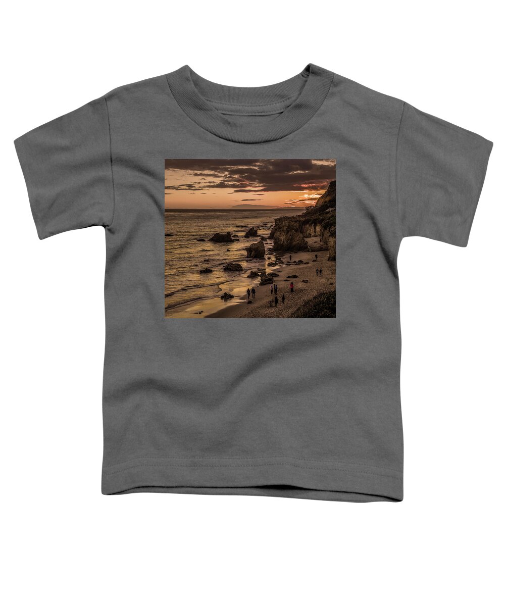 El Matador Beach Toddler T-Shirt featuring the photograph El Matador Beach At Dusk by Gene Parks