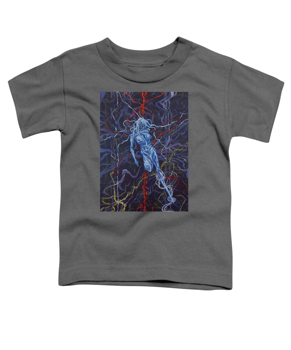 Pain Toddler T-Shirt featuring the painting Electric Pain by Judy Henninger