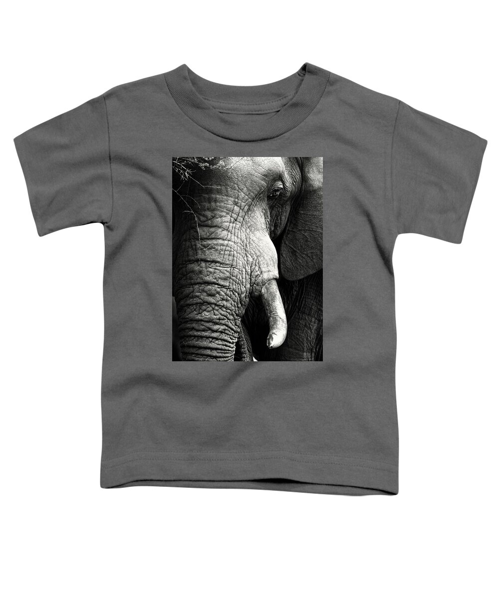 Elephant Toddler T-Shirt featuring the photograph Elephant close-up portrait by Johan Swanepoel
