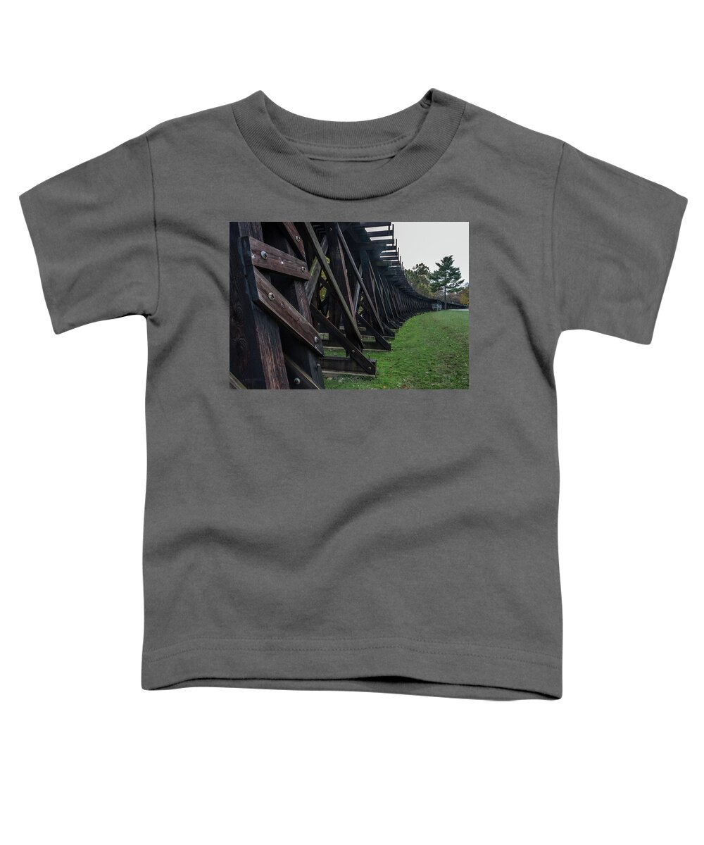Tourist Toddler T-Shirt featuring the photograph Harpers Ferry Elevated Railroad by Ed Clark