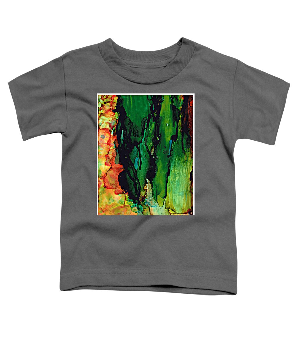 Abstract Toddler T-Shirt featuring the painting Emerald waves by Jolanta Anna Karolska