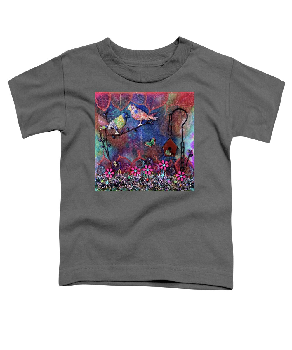 Patchwork Toddler T-Shirt featuring the mixed media Enchanted Patchwork by Donna Blackhall