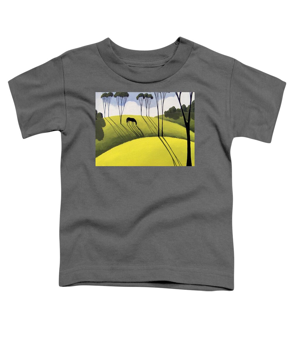 Art Toddler T-Shirt featuring the painting Ending Of The Day - horse country landscape by Debbie Criswell