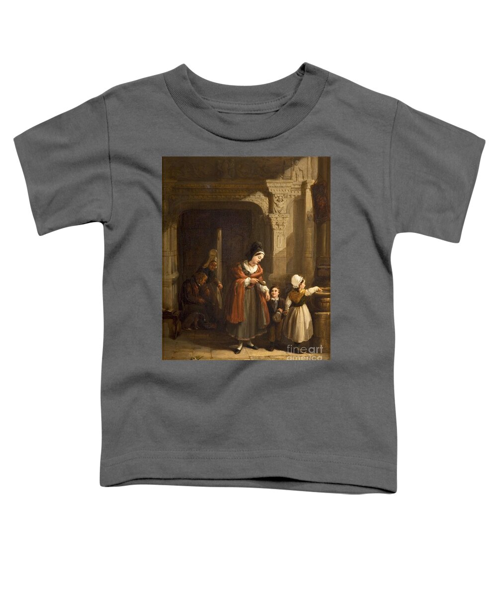Frederick Goodall - Entering A Church Toddler T-Shirt featuring the painting Entering a Church Brittany by MotionAge Designs
