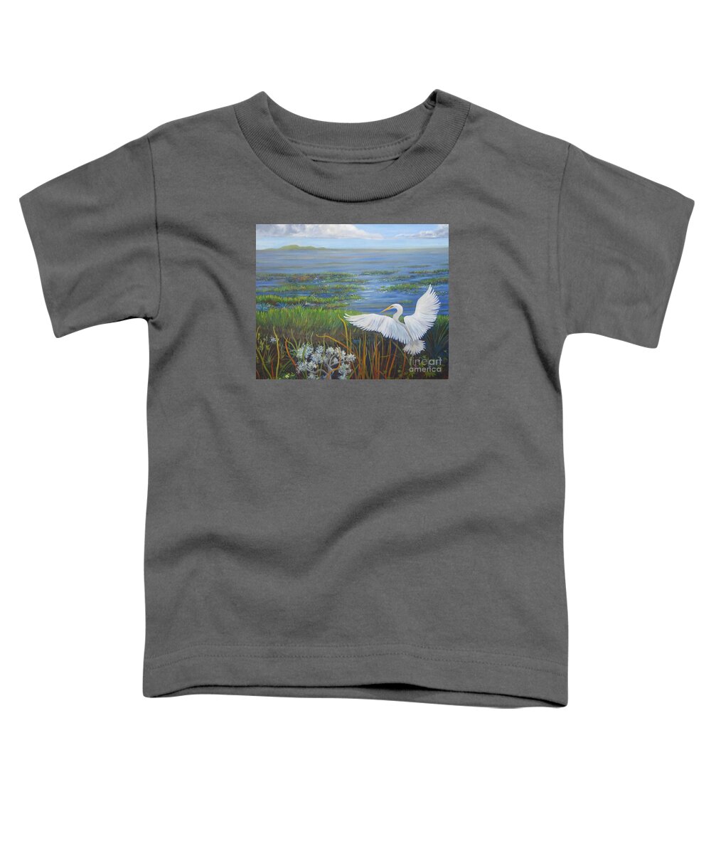 Egret Toddler T-Shirt featuring the painting Everglades Egret by Anne Marie Brown