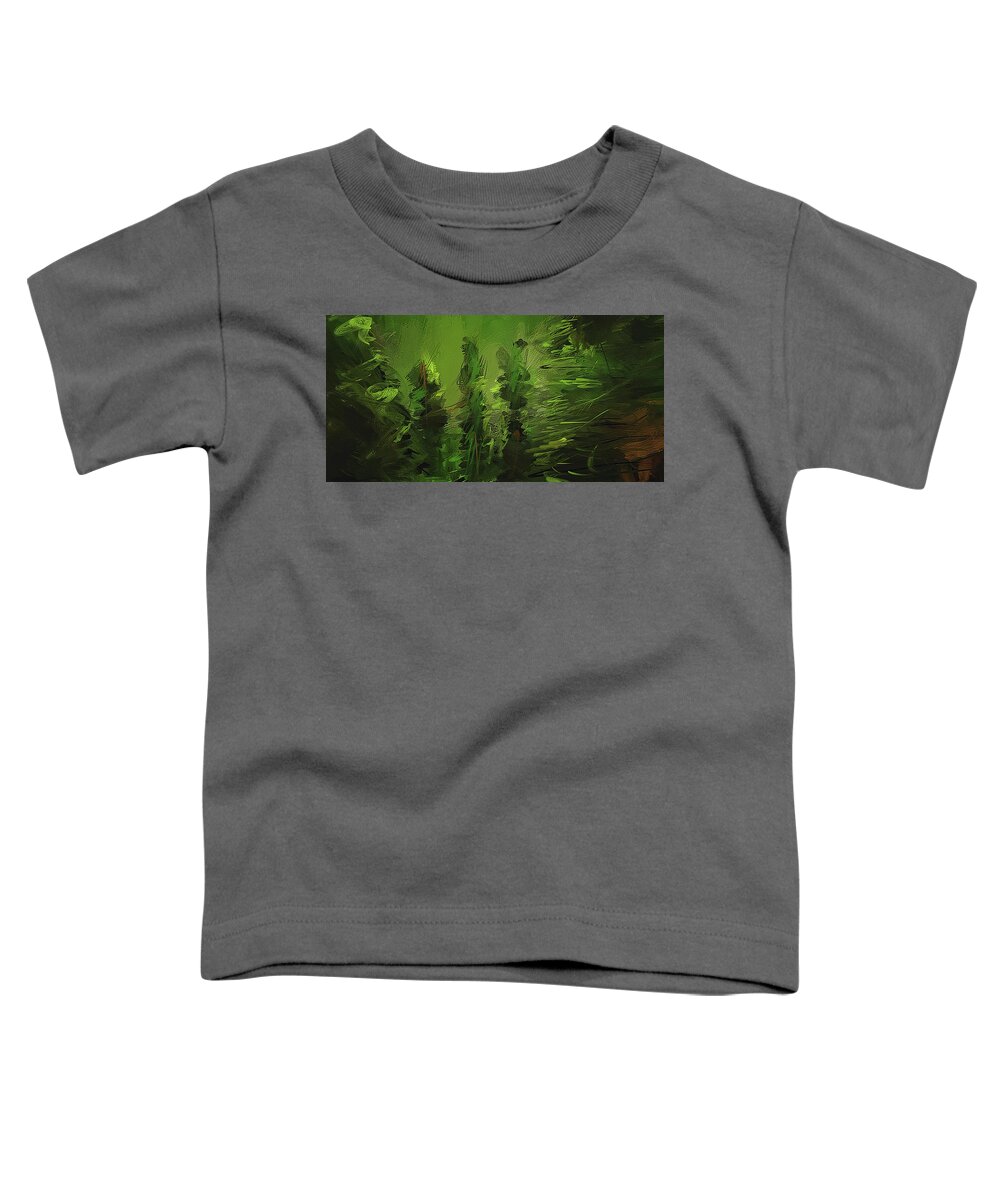 Green Toddler T-Shirt featuring the painting Evergreens - Green Abstract Art by Lourry Legarde