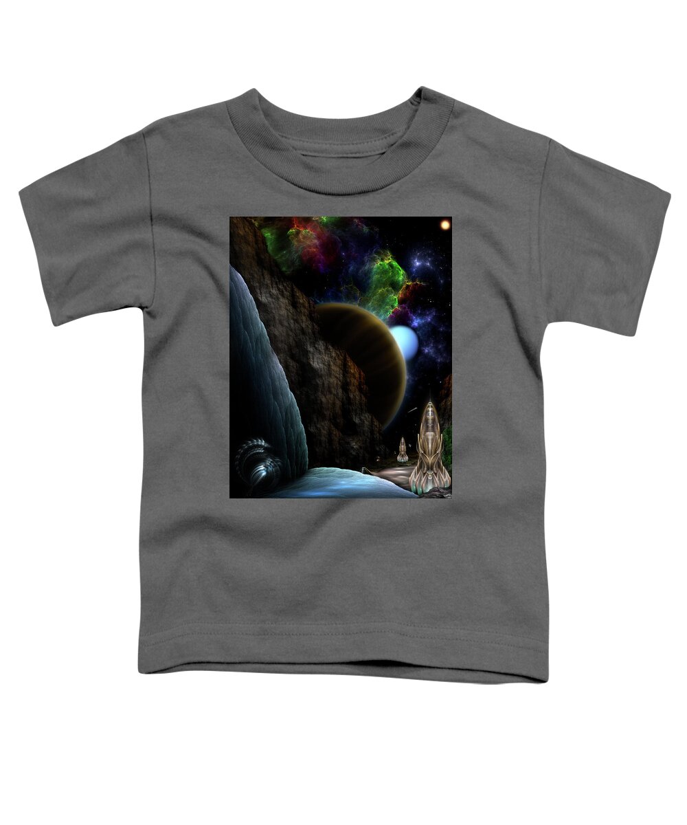 Exploration Of Space Toddler T-Shirt featuring the digital art Exploration Of Space by Rolando Burbon