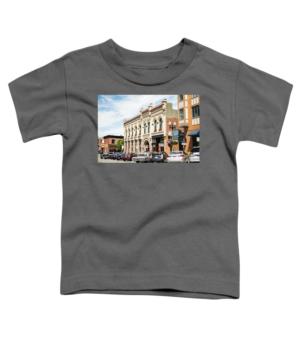 Fairhaven Storefronts Toddler T-Shirt featuring the photograph Fairhaven Storefronts by Tom Cochran