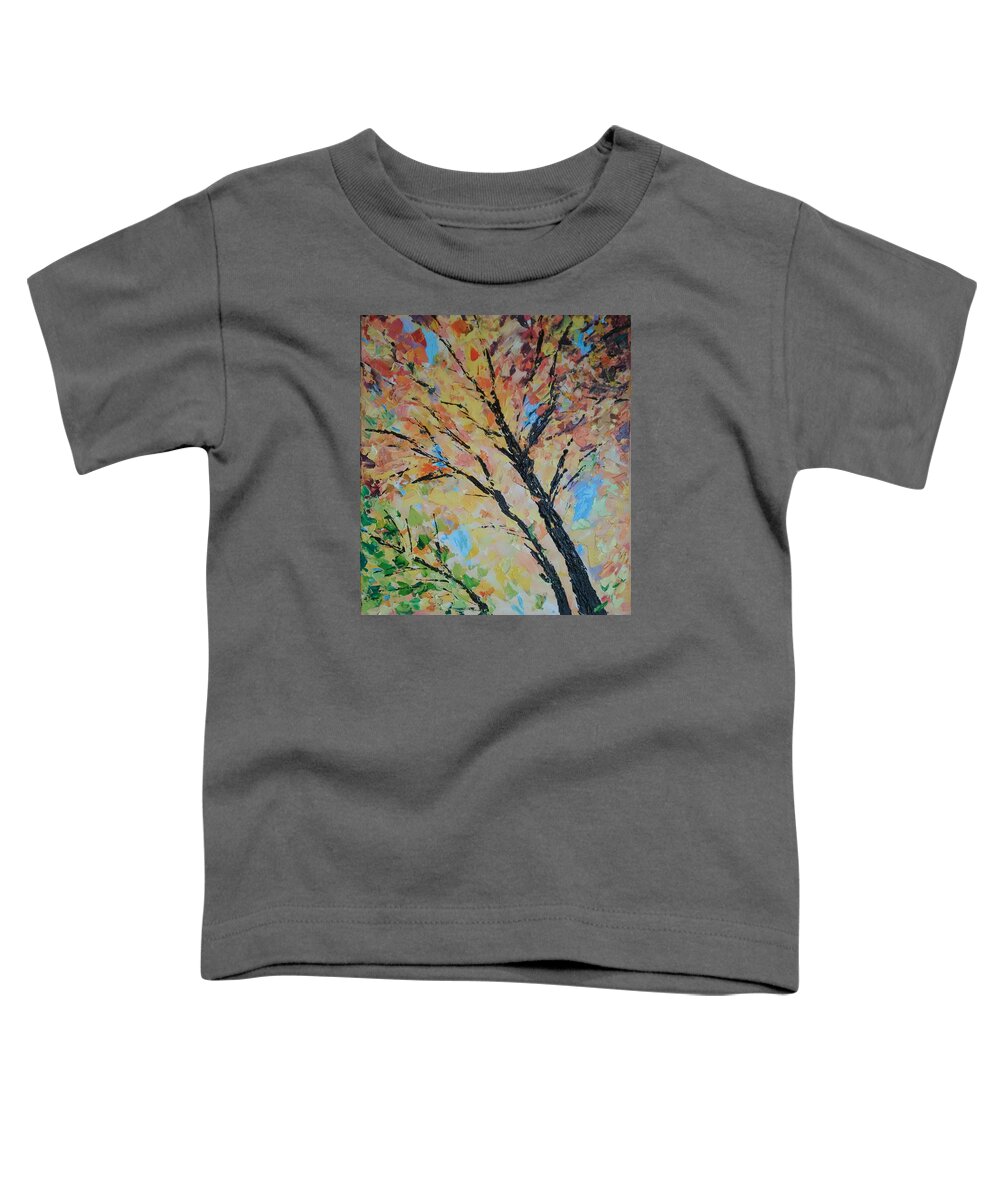 Leaves Toddler T-Shirt featuring the painting Fall Leaves by Lynne McQueen