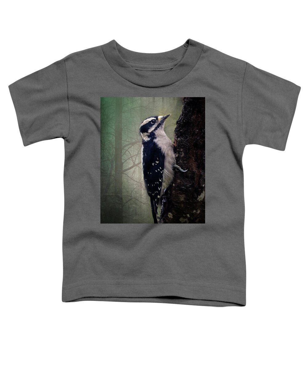 Downy Woodpecker Toddler T-Shirt featuring the photograph Female Downy - 365-238 by Inge Riis McDonald