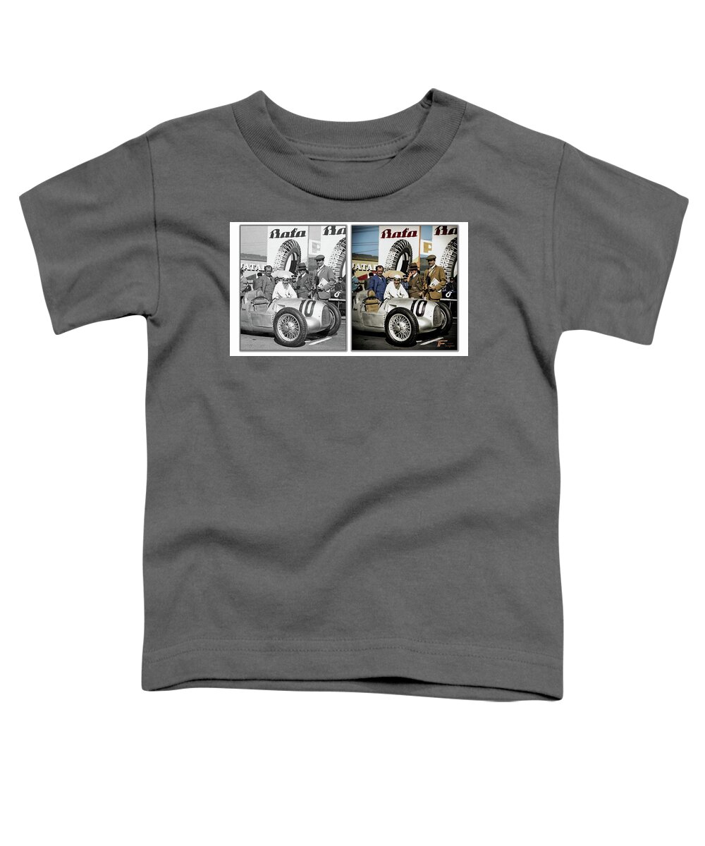 Autounion Toddler T-Shirt featuring the photograph Ferdinand Porsche and Hans Stuck by Franchi Torres