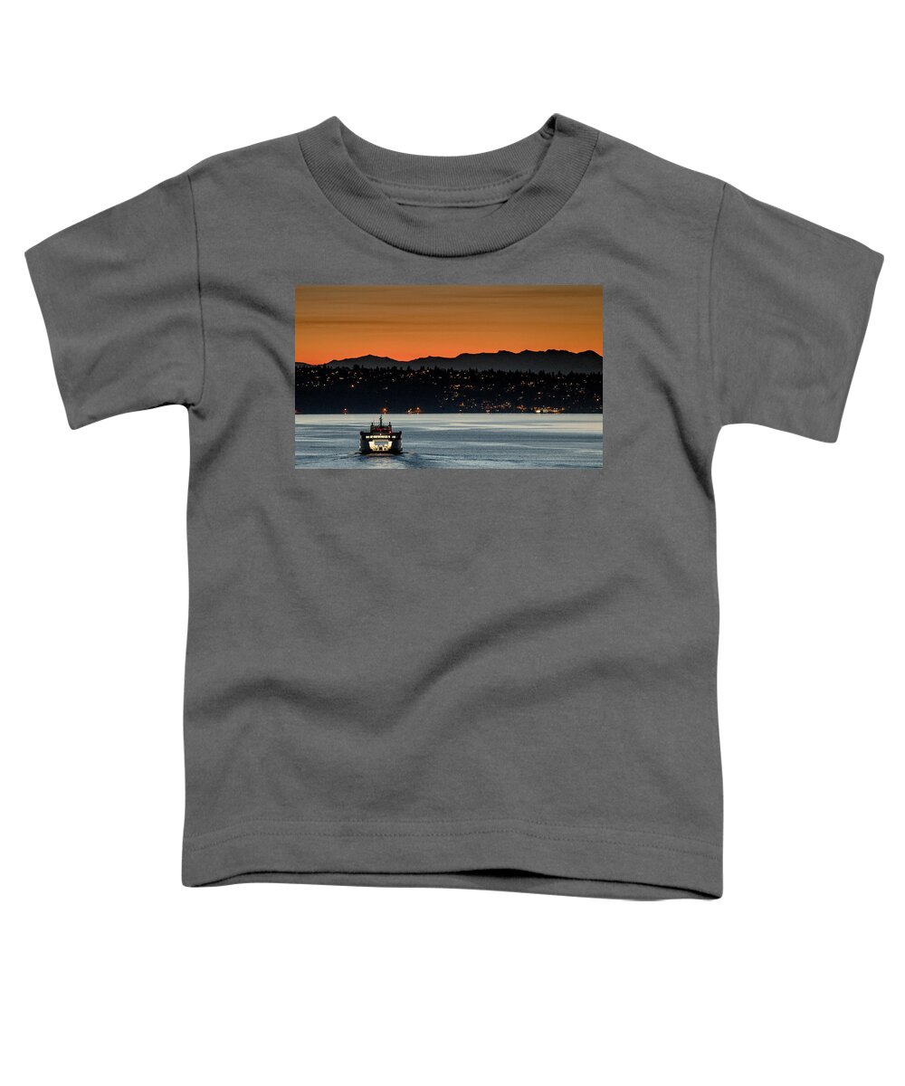 West Seattle Toddler T-Shirt featuring the photograph Ferry Sealth at Dawn by E Faithe Lester