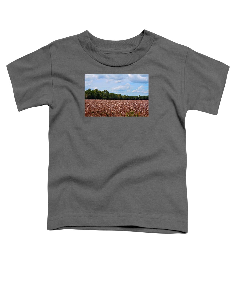 Cotton Toddler T-Shirt featuring the photograph Field Of Cotton Balls by Cynthia Guinn