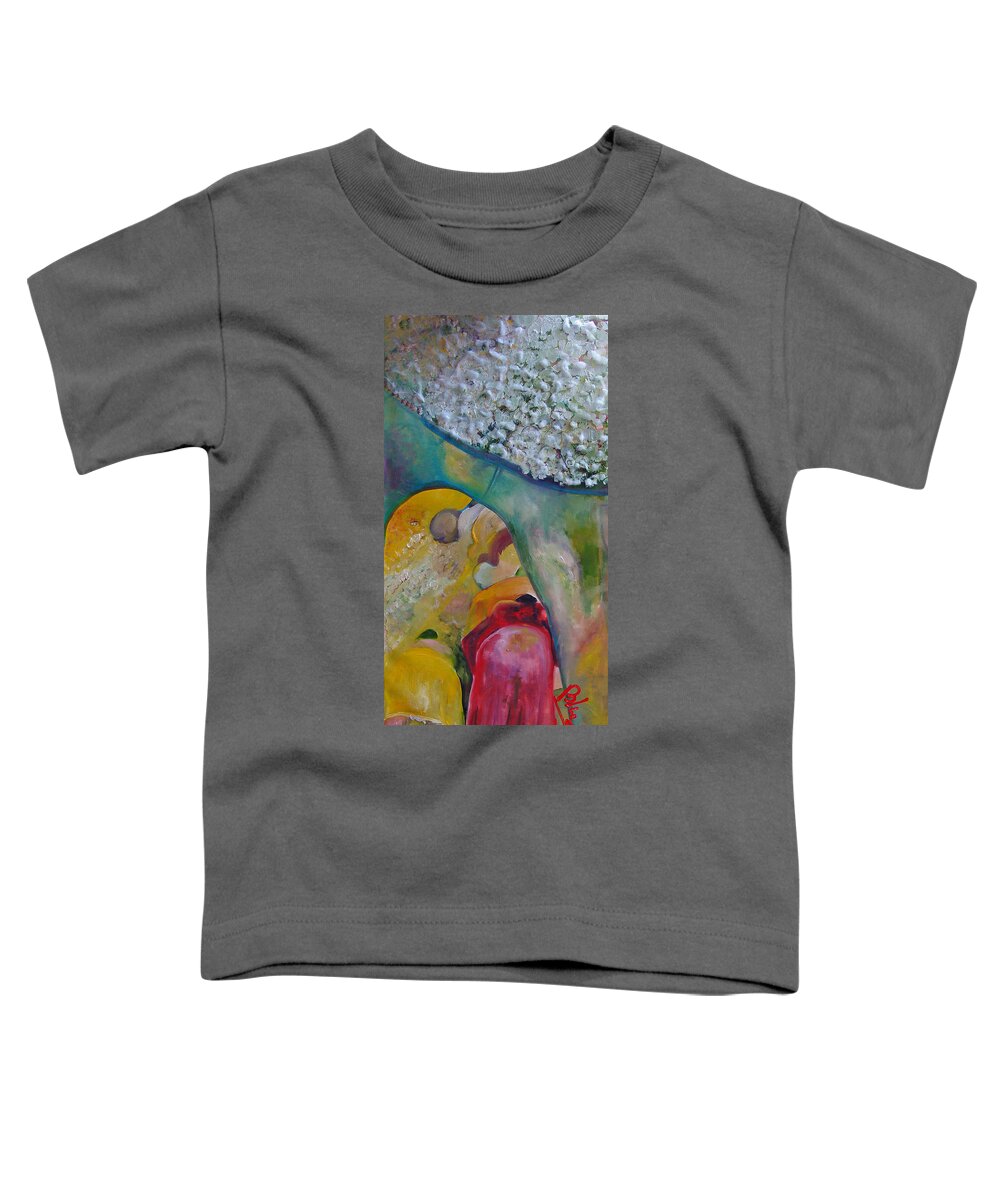 Cotton Toddler T-Shirt featuring the painting Fields of Cotton by Peggy Blood