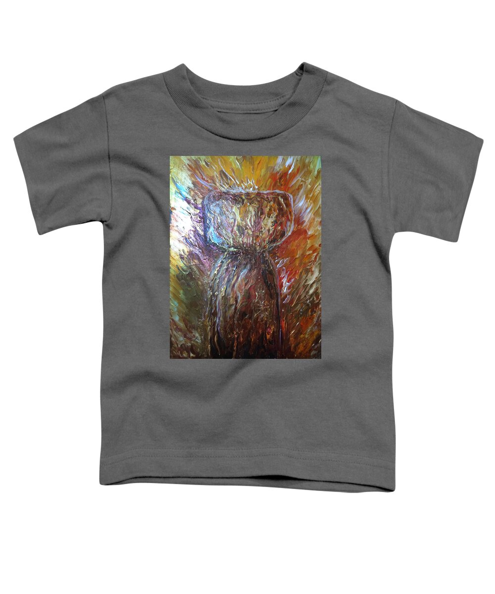 Fiery Toddler T-Shirt featuring the painting Fiery Earth Latte Stone by Michelle Pier