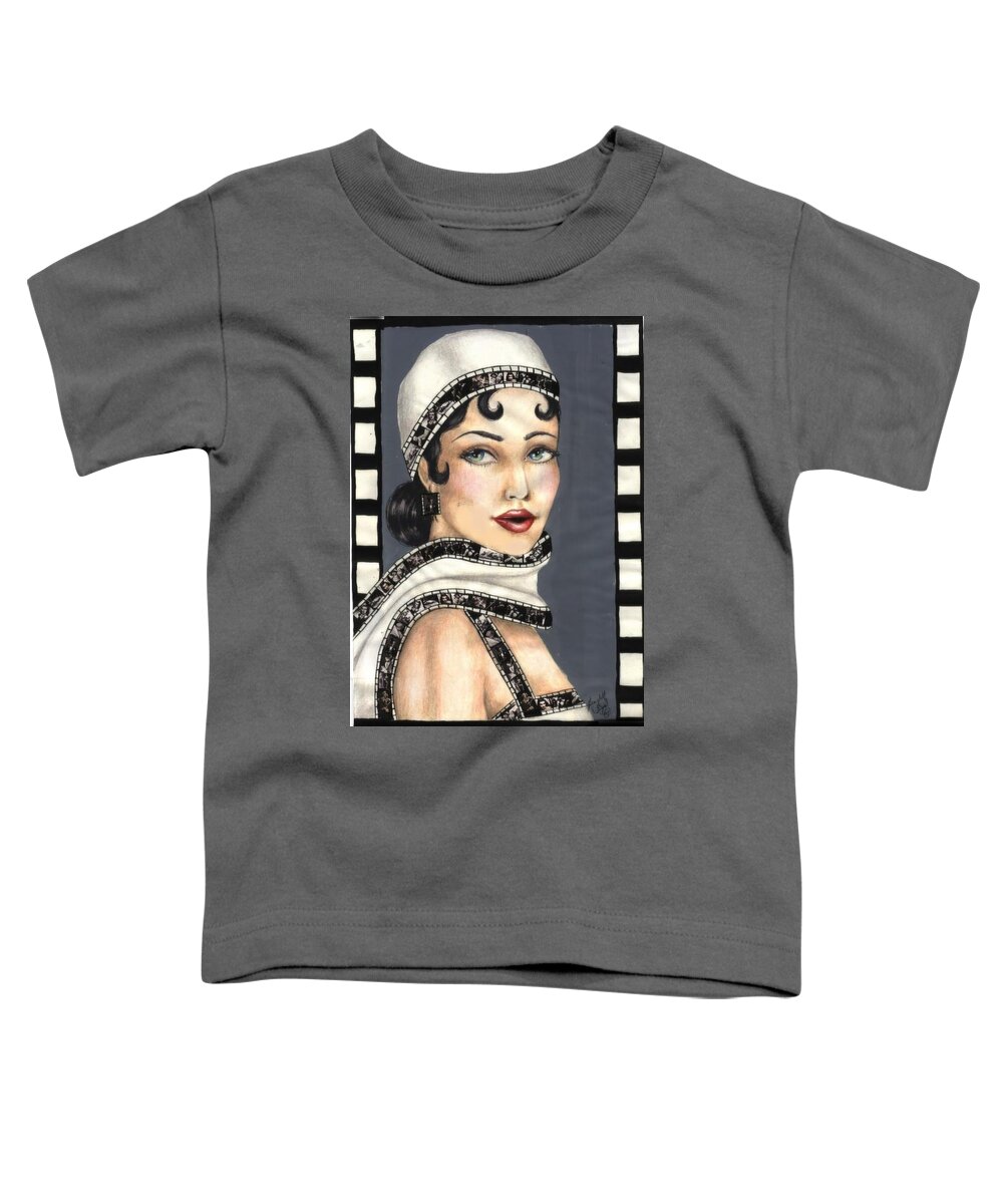 Portrait Toddler T-Shirt featuring the drawing Film 2 by Scarlett Royale