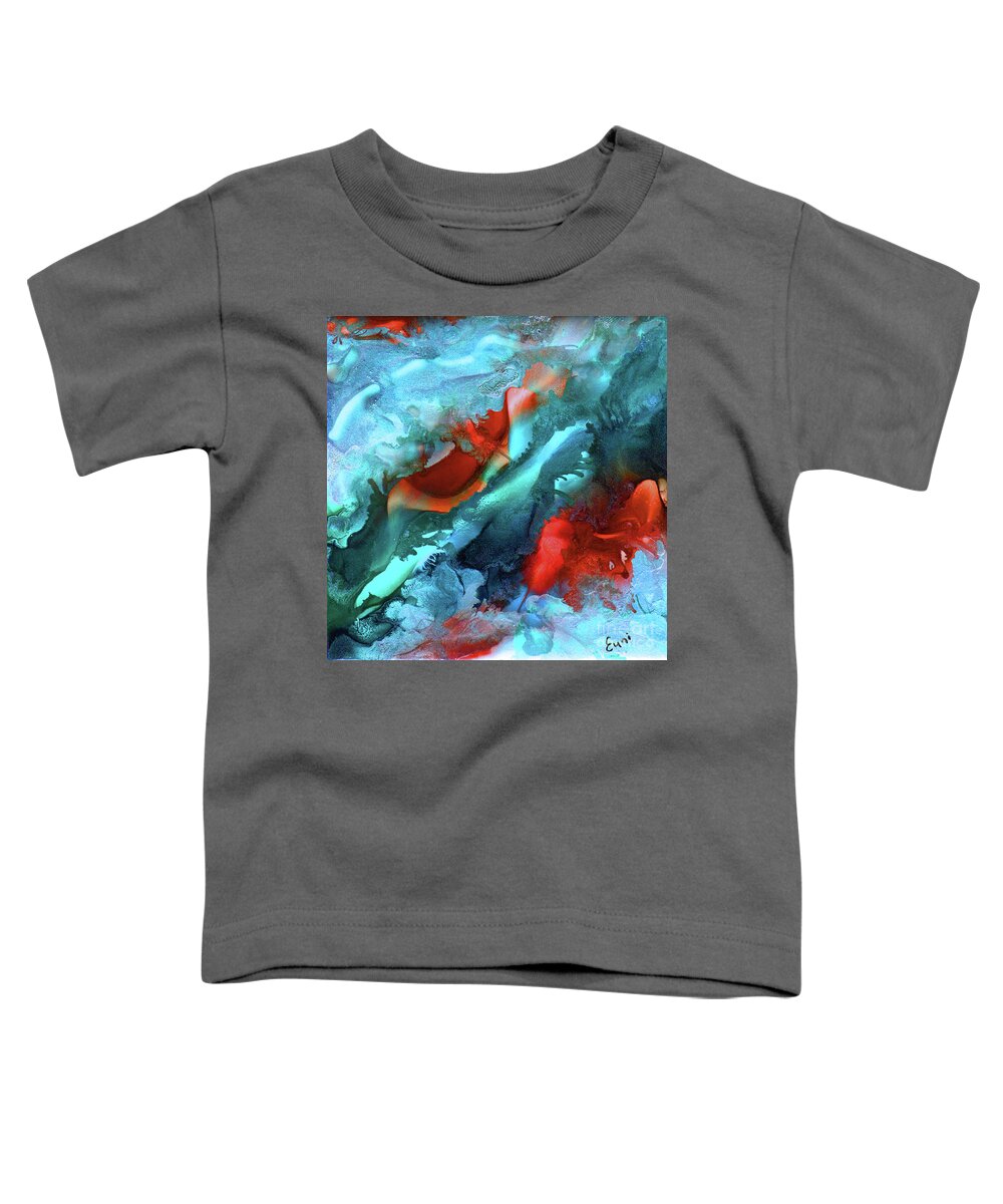 Abstract Toddler T-Shirt featuring the painting Fire and ice by Eunice Warfel
