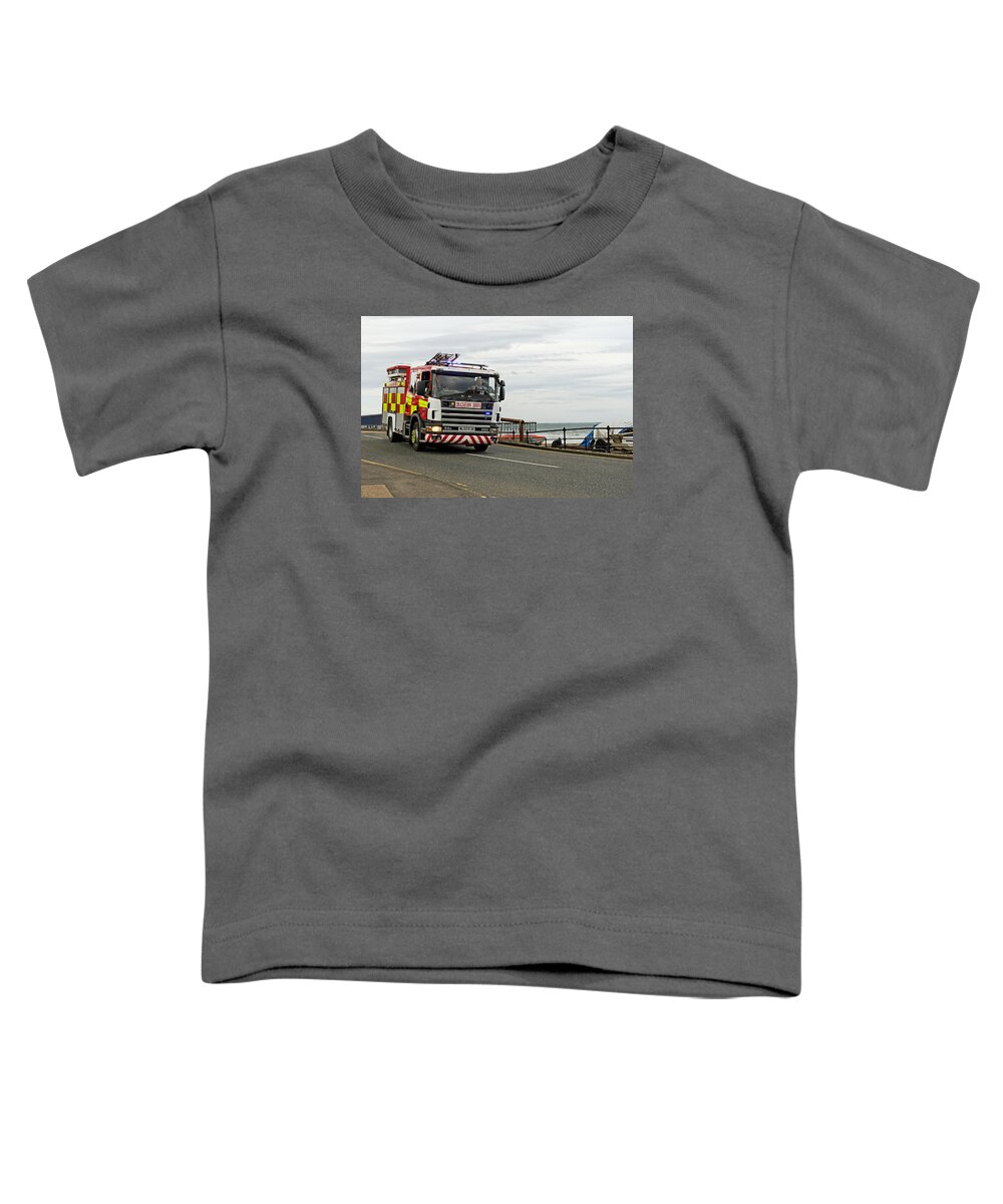 Britain Toddler T-Shirt featuring the photograph Fire Appliance On A Call - Saltburn by Rod Johnson