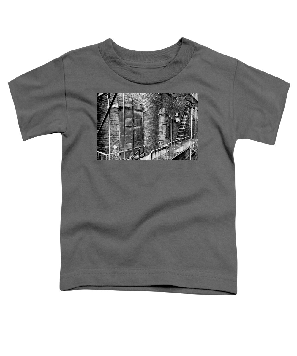 Boston Toddler T-Shirt featuring the photograph Fire Escape and Doors by SR Green