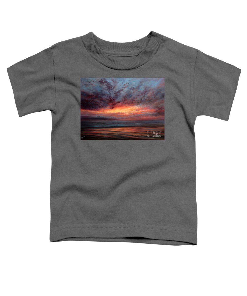 Sunset Toddler T-Shirt featuring the painting Fire in the Sky by Valerie Travers