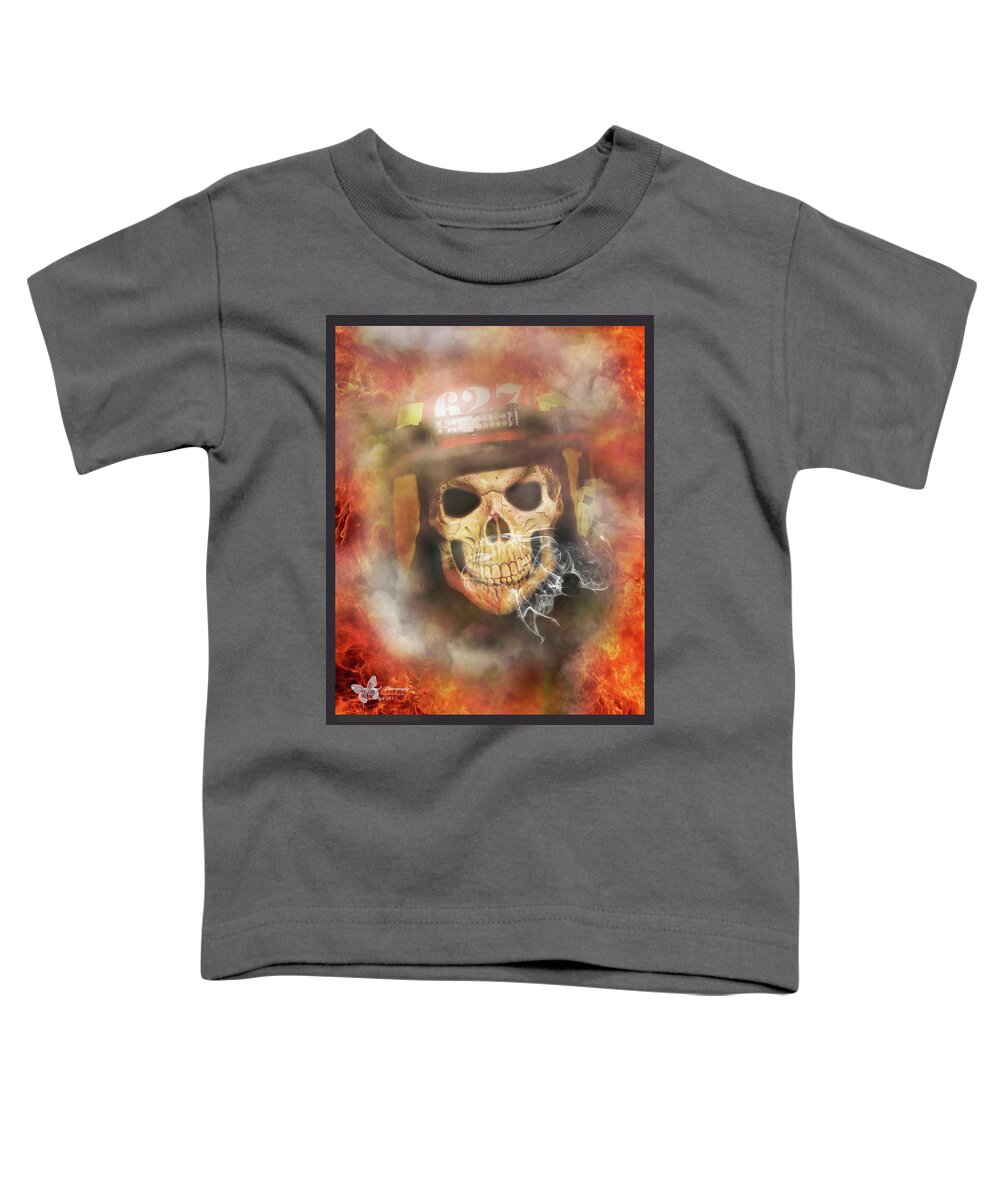Firefighter Toddler T-Shirt featuring the photograph Firefighter Skull 1 by Sussan Bell