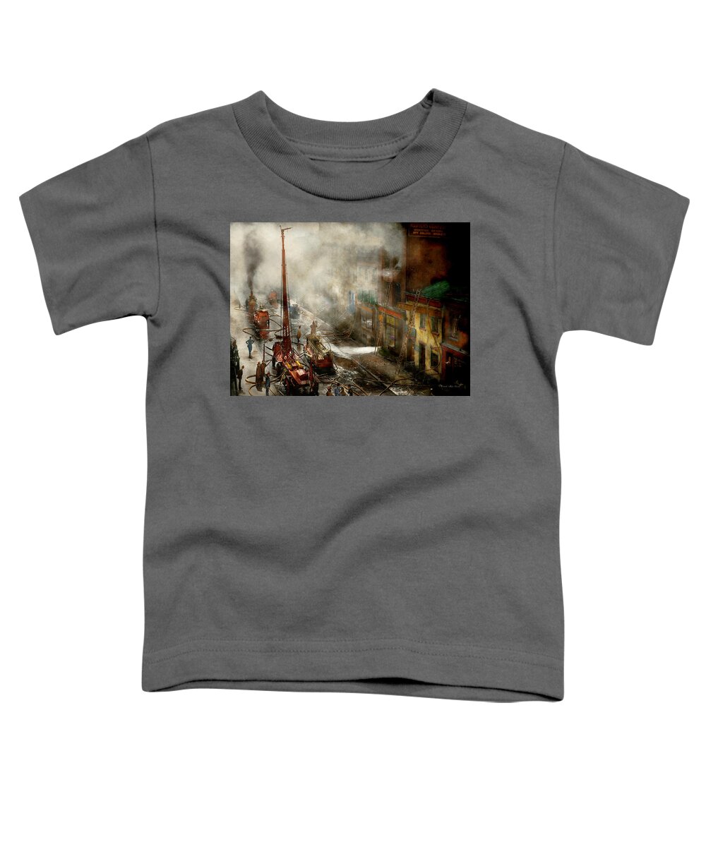 Fireman Toddler T-Shirt featuring the photograph Fireman - New York NY - Big stink over ink 1915 by Mike Savad