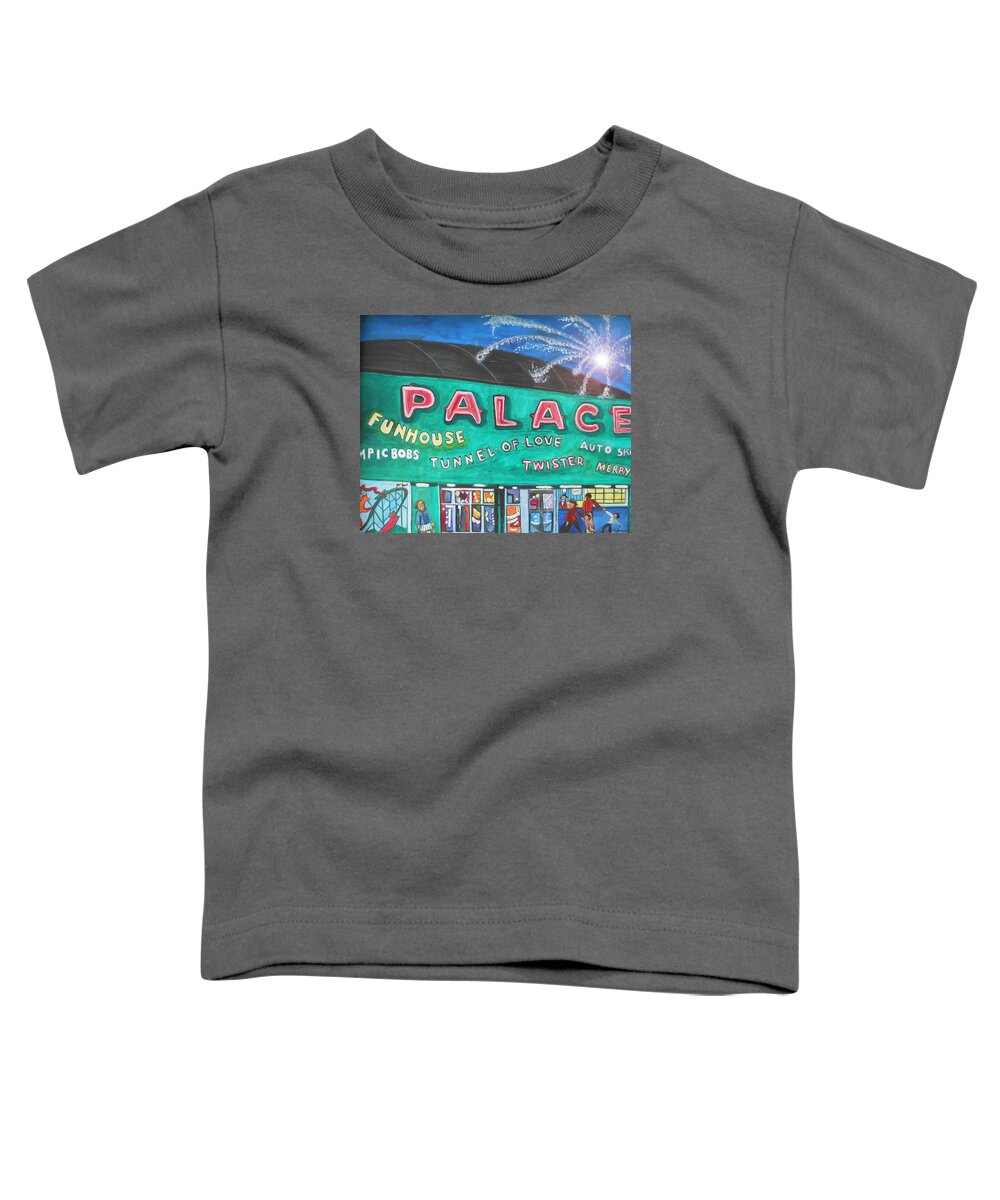 Asbury Park Art Toddler T-Shirt featuring the painting Fireworks at the Palace by Patricia Arroyo