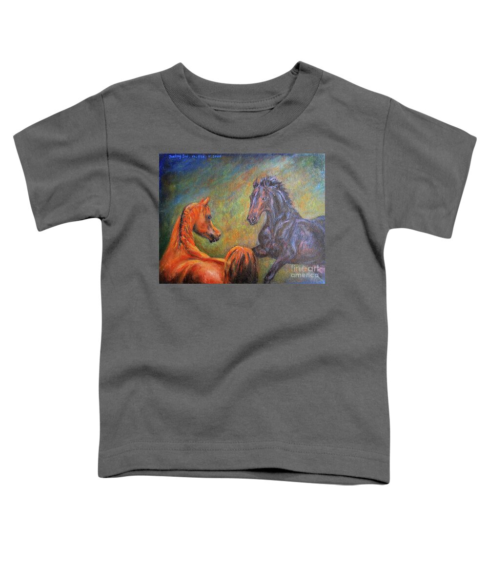 First Sight Toddler T-Shirt featuring the painting First Sight by Xueling Zou