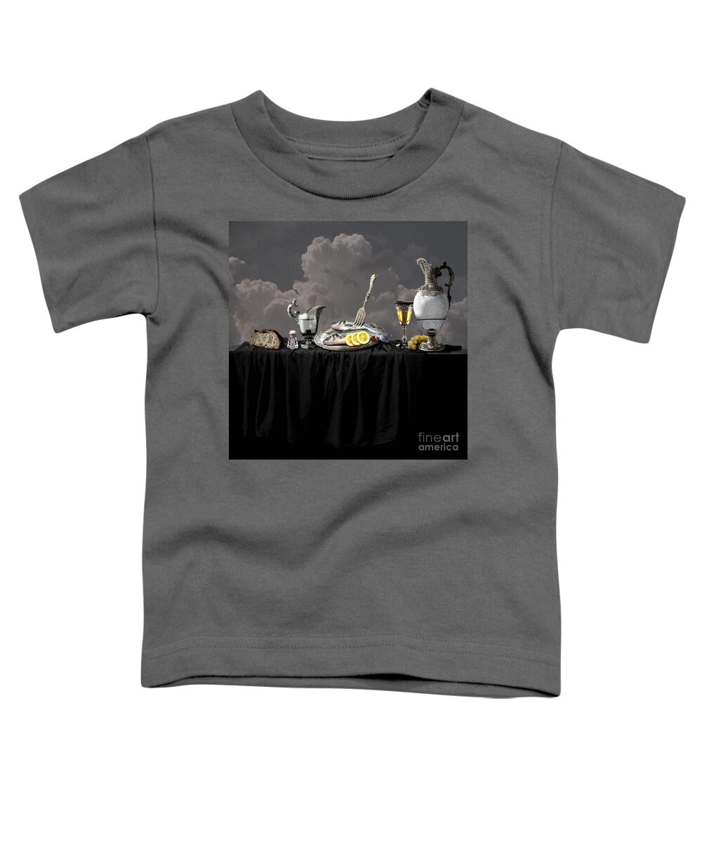 Realism Toddler T-Shirt featuring the digital art Fish diner in silver by Alexa Szlavics