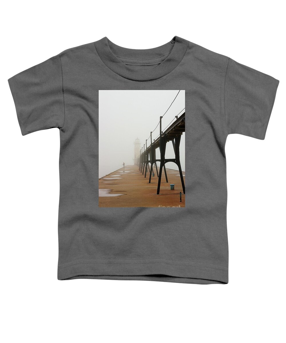 Fishing Toddler T-Shirt featuring the photograph Fishermen and Fog by Randy Pollard