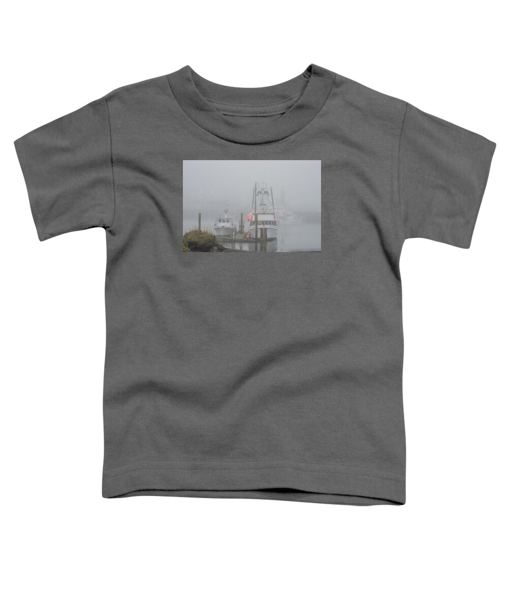 Boats Toddler T-Shirt featuring the photograph Fishing Boats in the Fog by Robert Potts