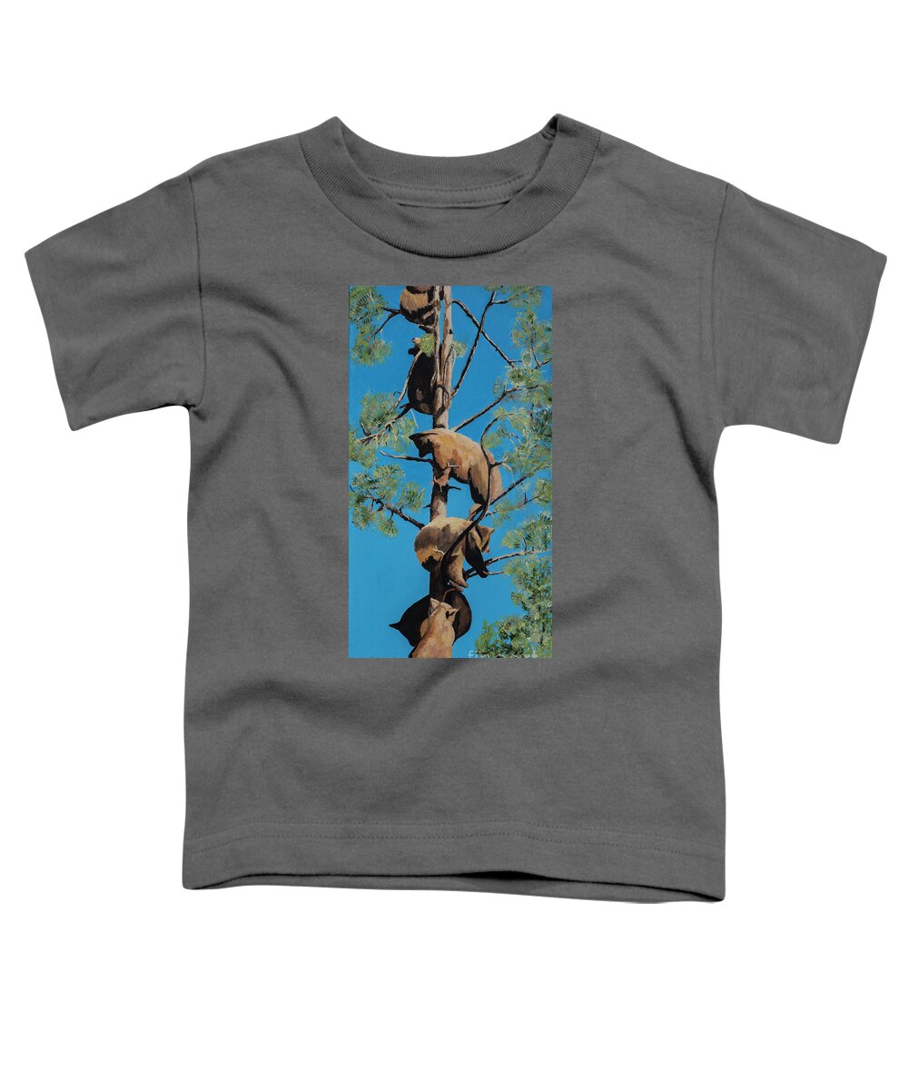 Bear Toddler T-Shirt featuring the painting Five and a Half Bear Cubs by Jackie MacNair