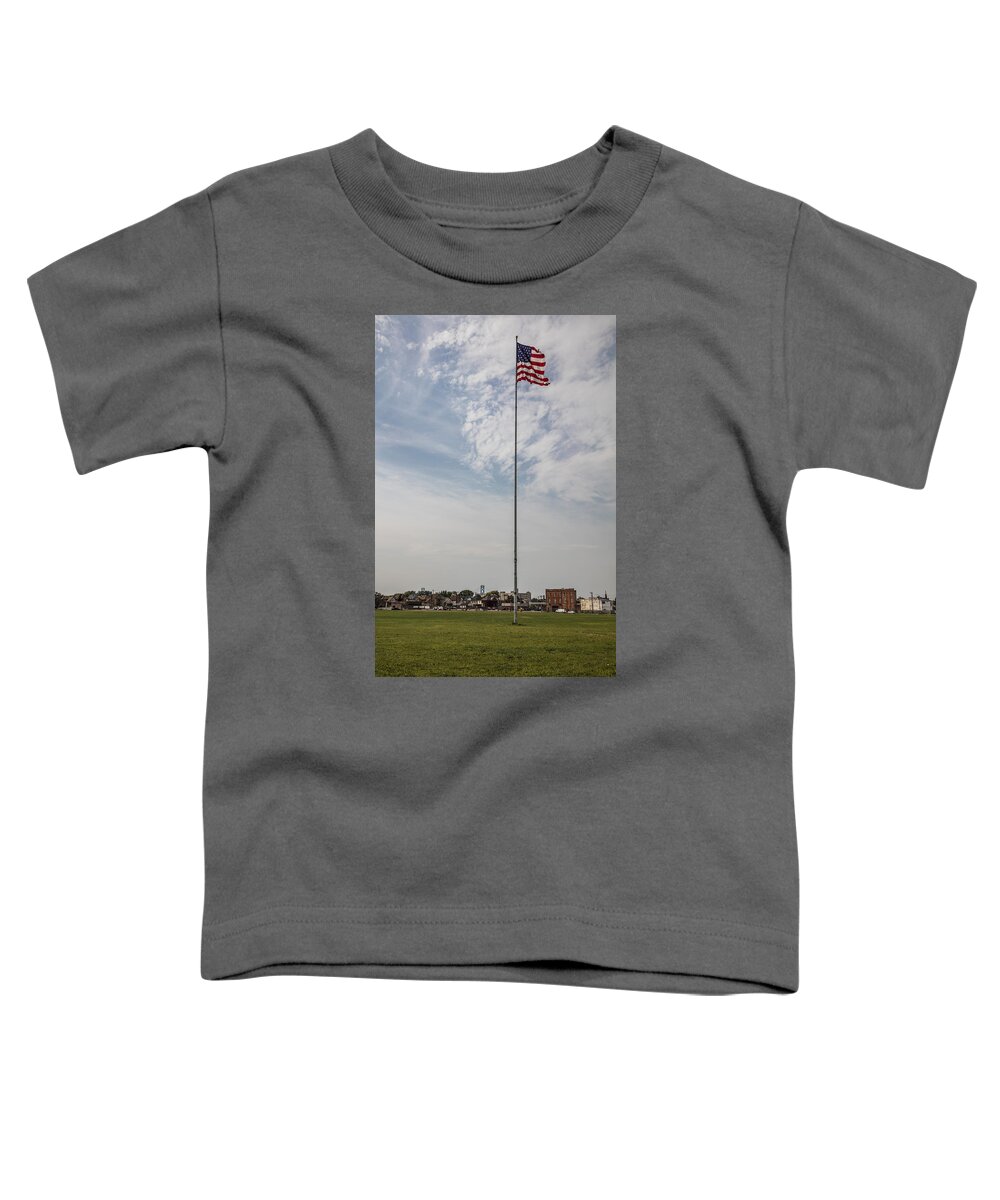 Detroit Toddler T-Shirt featuring the photograph Flag Poll at Detroit Tiger Stadium by John McGraw