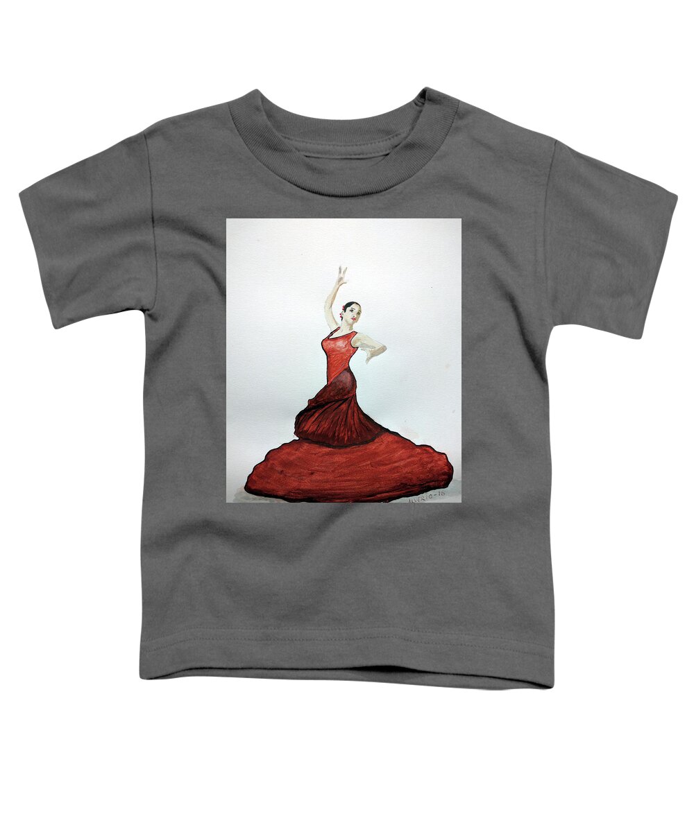 Spain Toddler T-Shirt featuring the painting Flamenco Dancer by Edwin Alverio