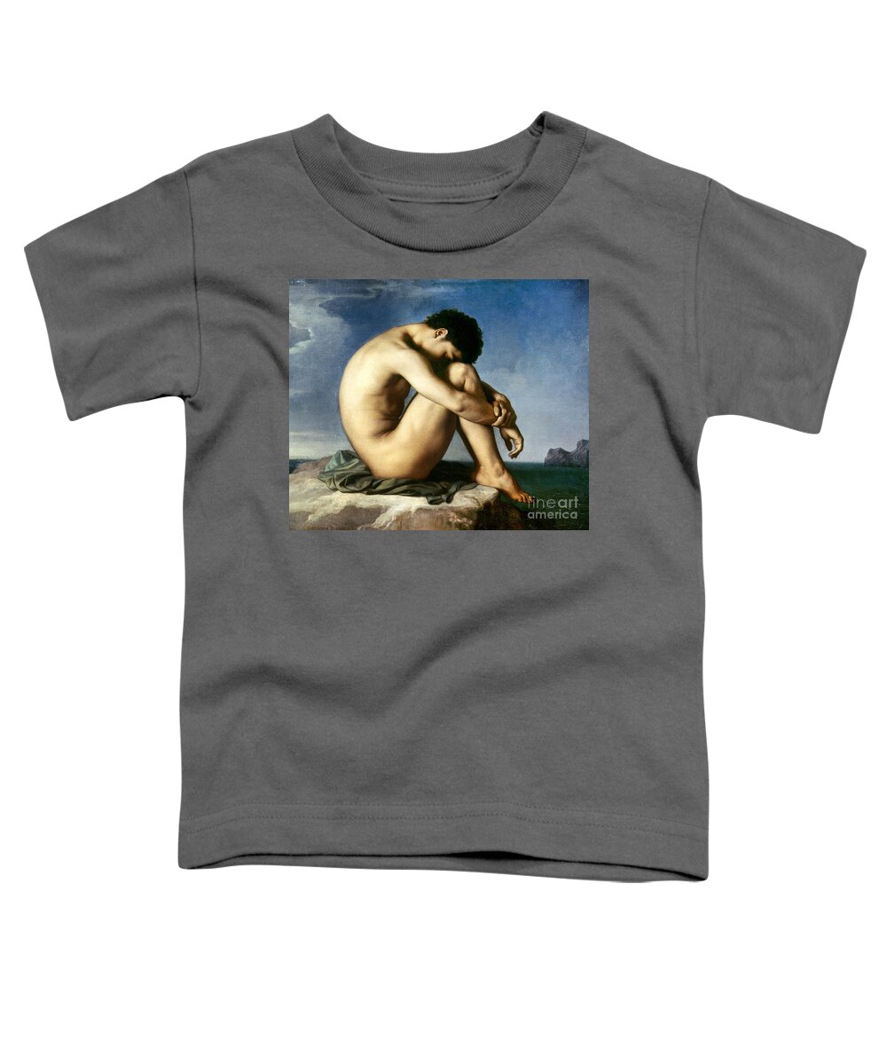 1873 Toddler T-Shirt featuring the photograph Nude Youth by the Seaside, 1837 by H J Flandrin