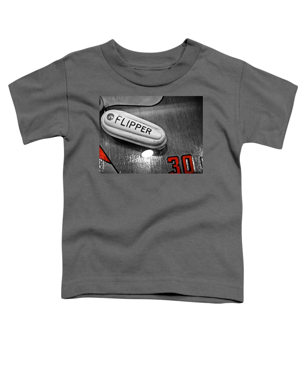 Pinabll Machine Toddler T-Shirt featuring the photograph Flipper 30 - Pinball by Colleen Kammerer