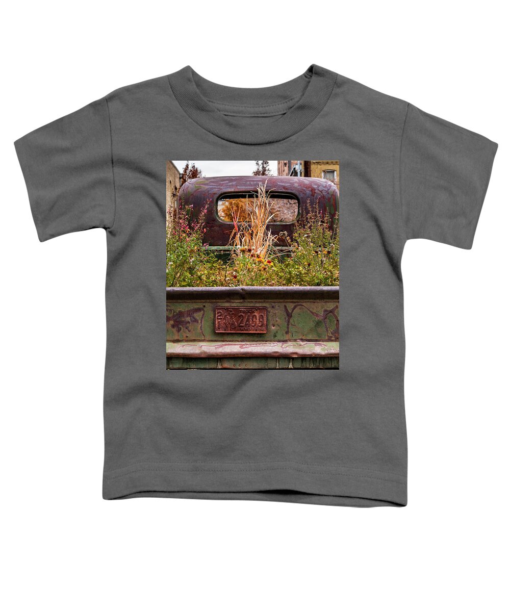 Abstracts Toddler T-Shirt featuring the photograph Flower Bed - Nature and Machine by Steven Milner