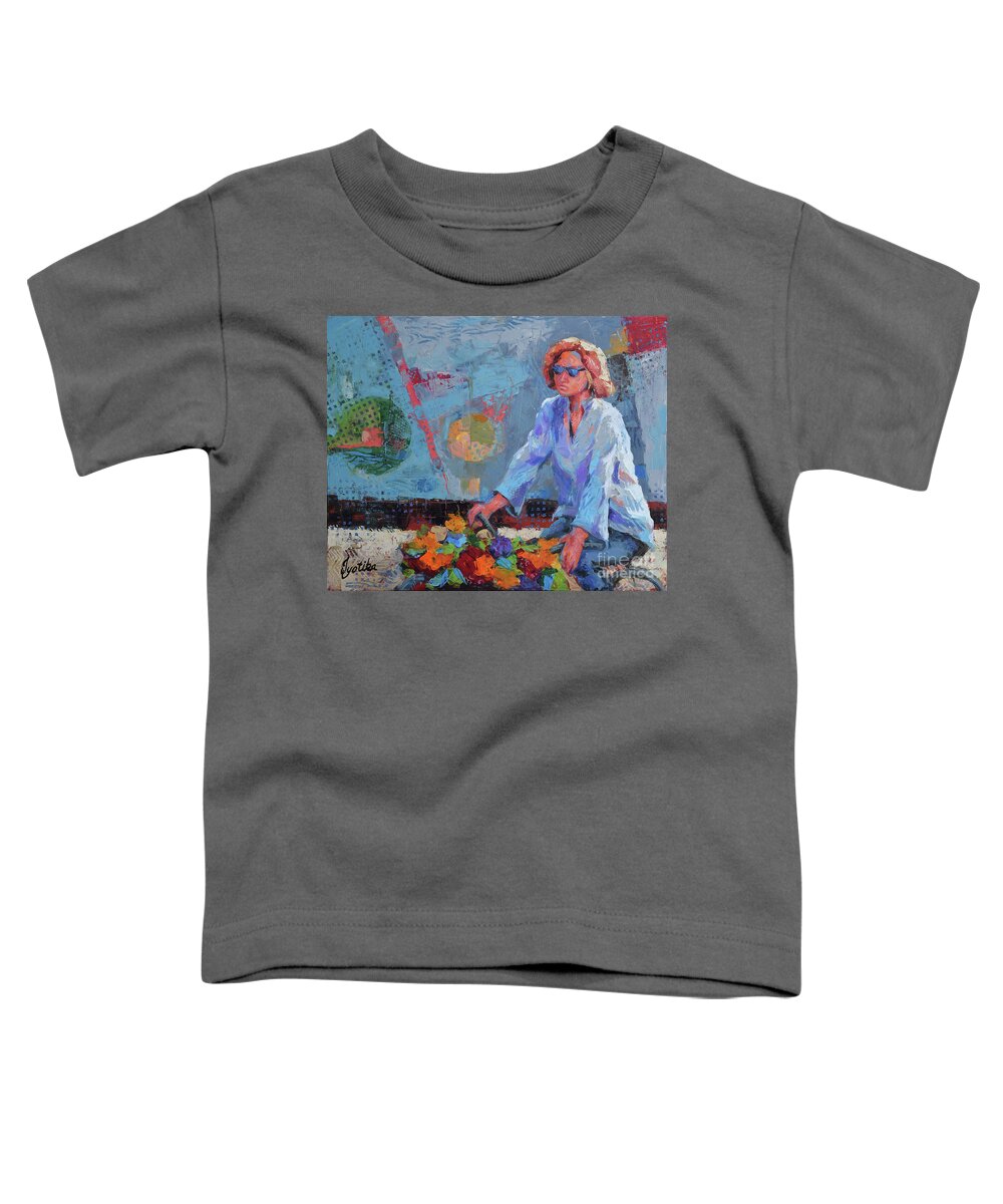 Toddler T-Shirt featuring the painting Flower Girl by Jyotika Shroff