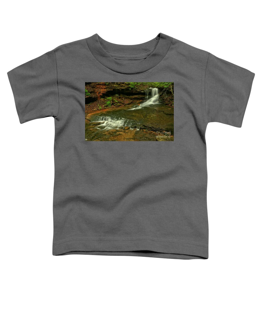 Cave Falls Toddler T-Shirt featuring the photograph Flowing Through The Forbes State Forest by Adam Jewell