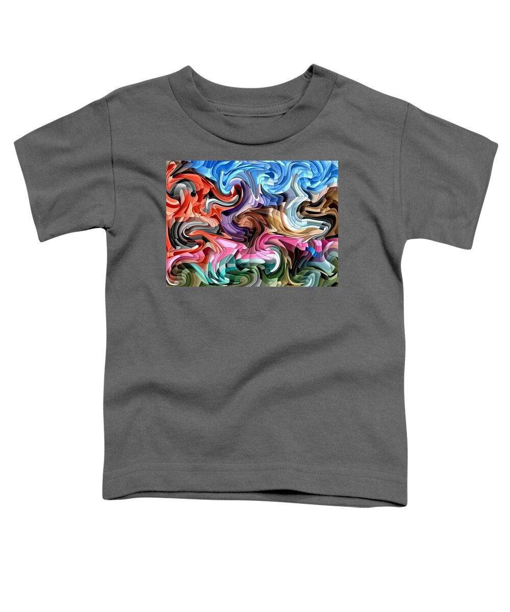 Abstract Toddler T-Shirt featuring the mixed media Fluidity- Colorful Abstract Mosaic by Shelli Fitzpatrick
