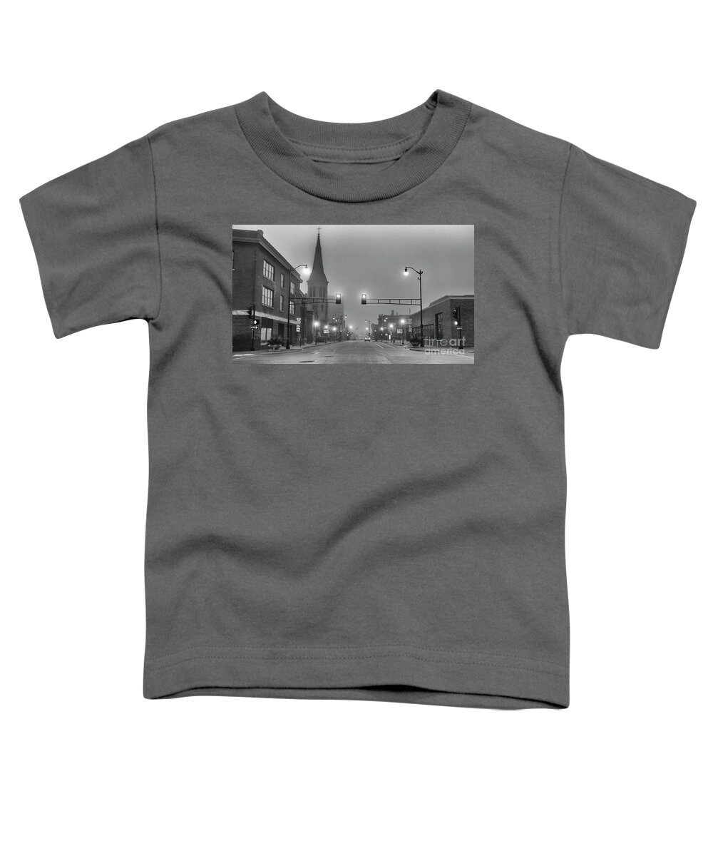 Morning Toddler T-Shirt featuring the photograph Foggy Racine Morning by Ricky L Jones