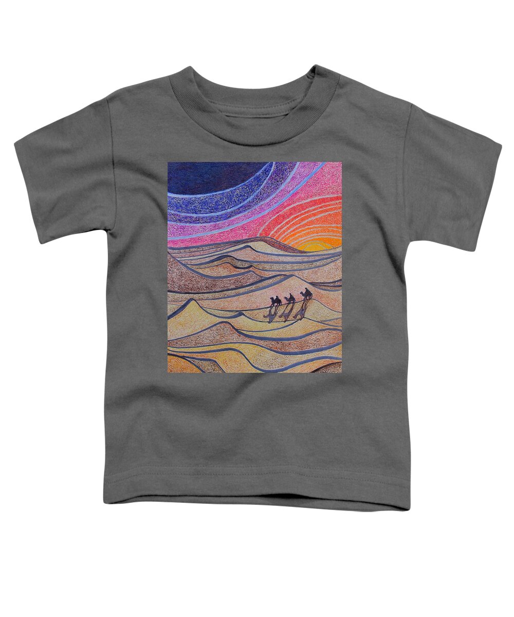 Color Pencils Toddler T-Shirt featuring the mixed media Follow the Star  by Norma Duch