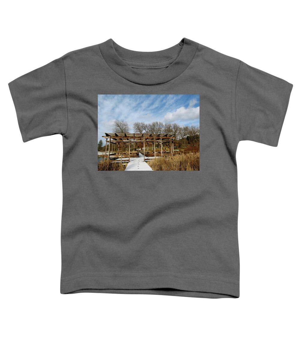 Sky Toddler T-Shirt featuring the photograph Footprints in the Snow by Azthet Photography