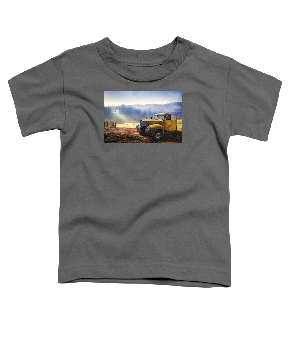 Appalachia Toddler T-Shirt featuring the photograph Ford in the Fog by Debra and Dave Vanderlaan