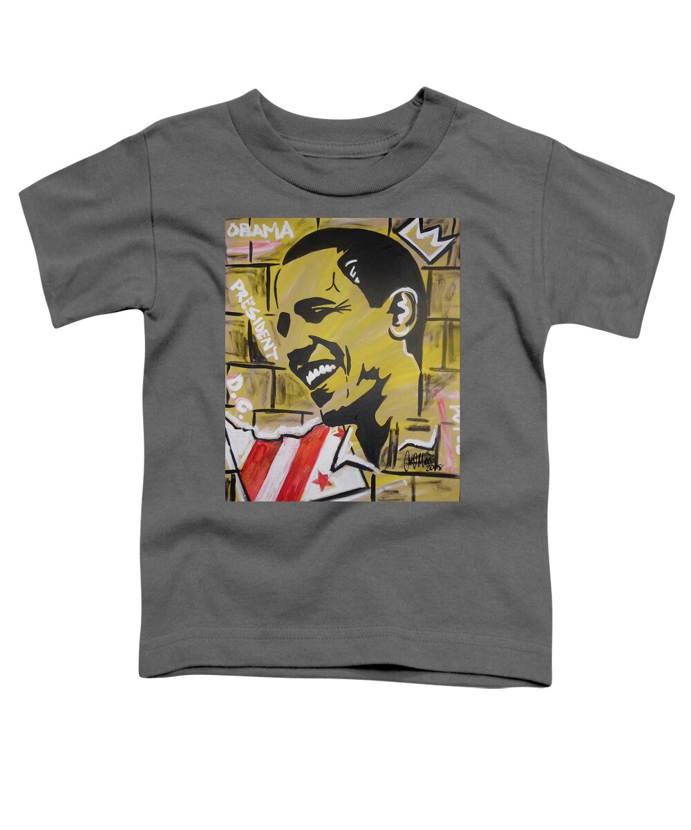 Obama Toddler T-Shirt featuring the painting Forever POTUS by Antonio Moore