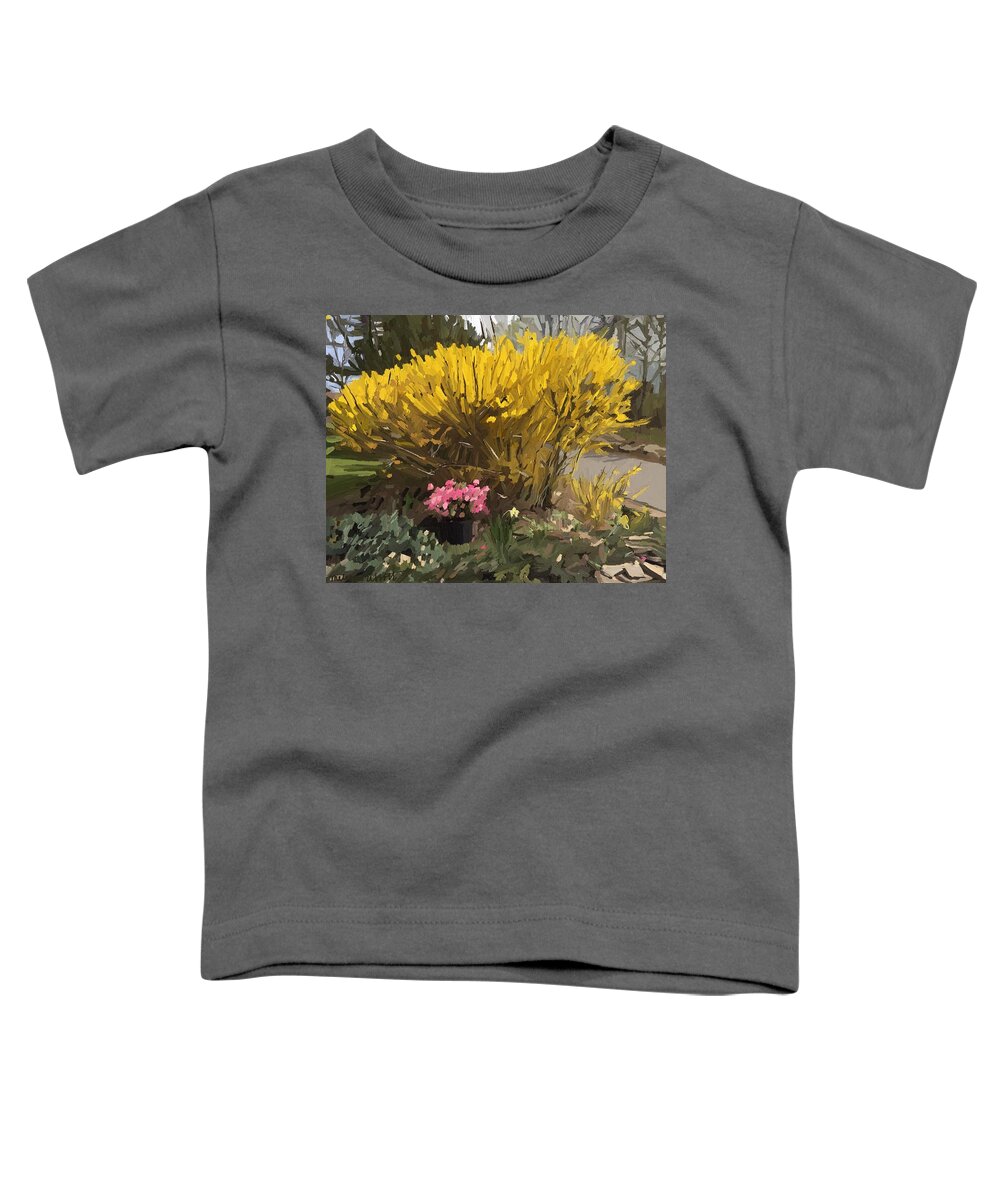 Forsythia Toddler T-Shirt featuring the painting Forsythia Gloucester, Ma by Melissa Abbott
