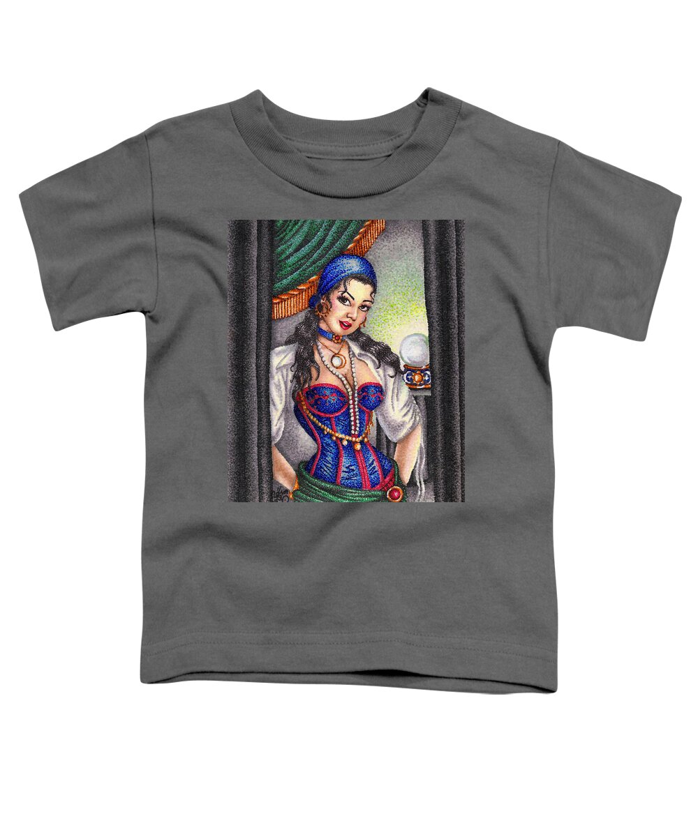 Woman Toddler T-Shirt featuring the drawing Fortune Teller by Scarlett Royale
