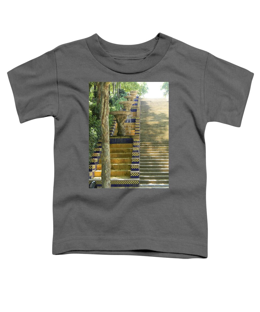 Marwan Khoury Toddler T-Shirt featuring the photograph Fountains at Montjuic by Marwan George Khoury