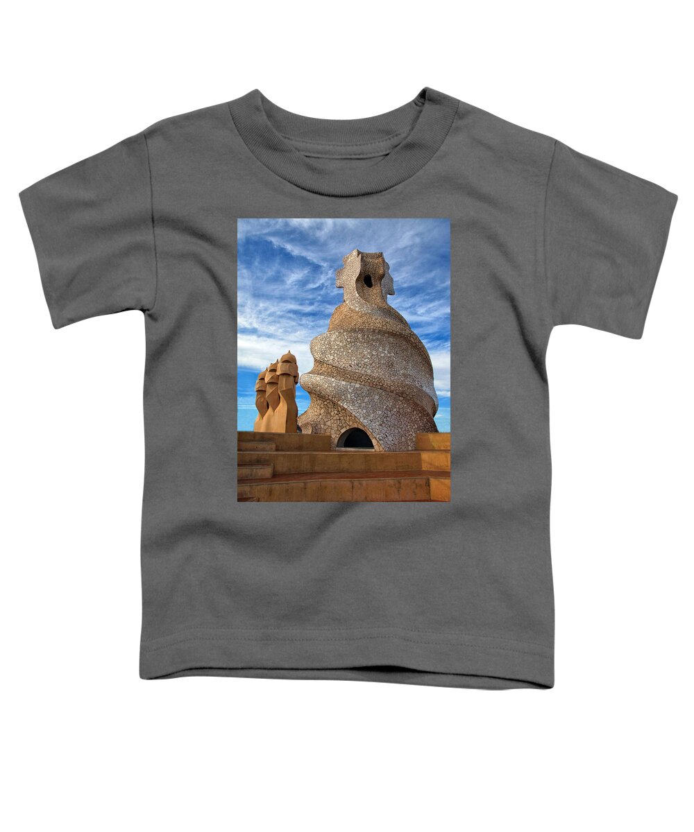 Chimney Of The Pedrera Toddler T-Shirt featuring the photograph Four Chimneys of the Pedrera by Dave Mills